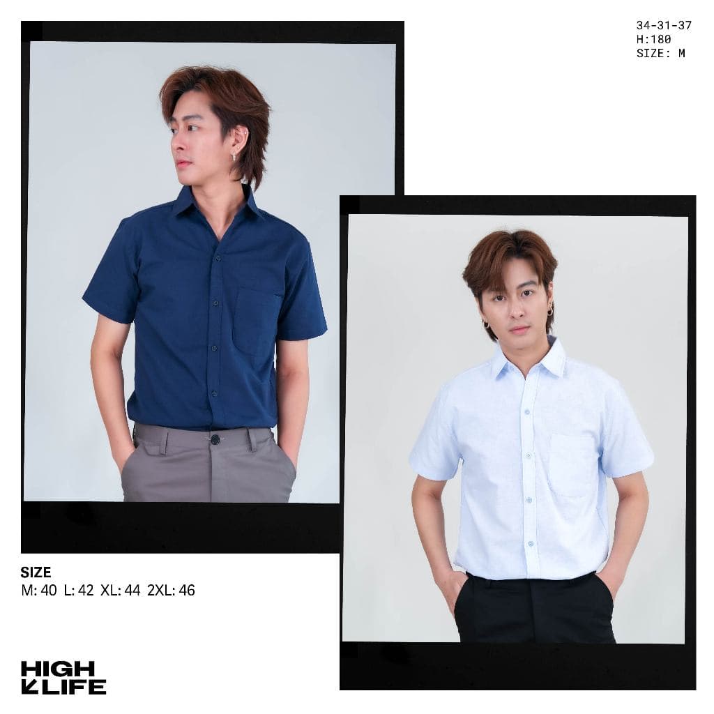‼ ‼งานไซส์ 12สี เชิ้ตคอปกเเขนสั้น ผ้าOxford รูปที่ 5