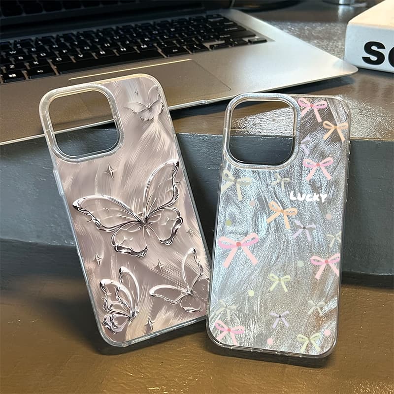 เคสไอโฟน 11 13 เคส Feather Laser Bow Case For iPhone 11 12 13 14 15 Pro X XR XS MAX 7 8 Plus 17 เคสโทรศัพท์ เคสไอโฟนสวยๆ รูปที่ 6
