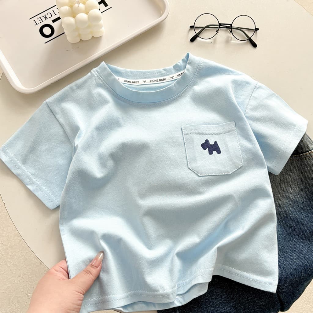Babyonline B3 เสื้อยืดคอกลมแขนสั้นสีพื้นสำหรับเด็กผู้หญิงและเด็กผู้ชาย ผ้าฝ้าย นิ่ม รูปที่ 4