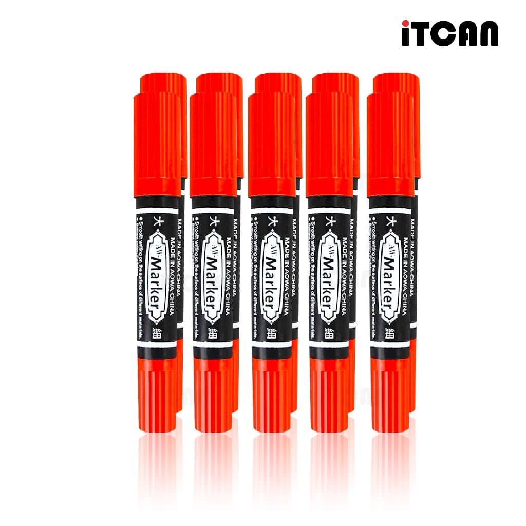 iTCAN ปากกามาร์กเกอร์ 10ด้าม ปากกาเคมี2หัว หัวไฟเบอร์กันน้ำ อุปกรณ์เครื่องเขียน MARKER PEN AW-150 รูปที่ 7
