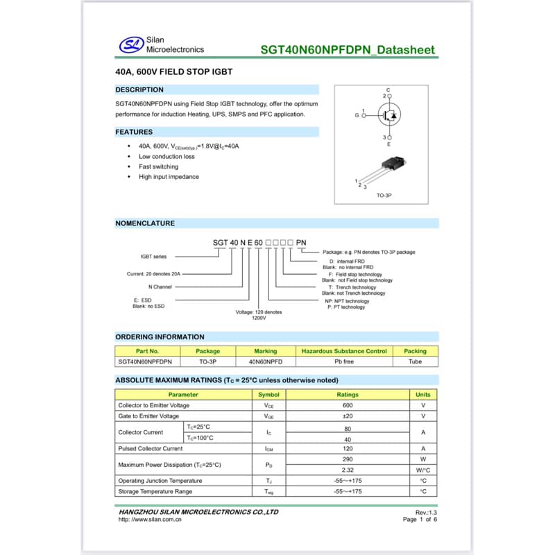 IGBT 40N60NPFD 60N60FD1 40N60FD2 ของใหม่คุณภาพจากโรงงาน รูปที่ 6