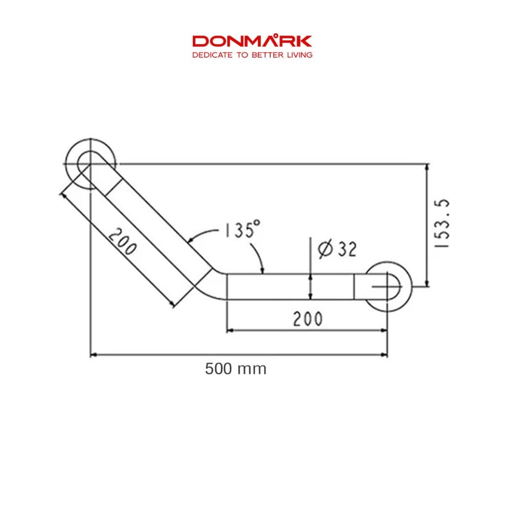 DONMARK ราวจับพยุงตัว สแตนเลส 304 ผิวเงารูปทรงตัววี ขนาด 50 cm รุ่น DM-1413SS รูปที่ 4