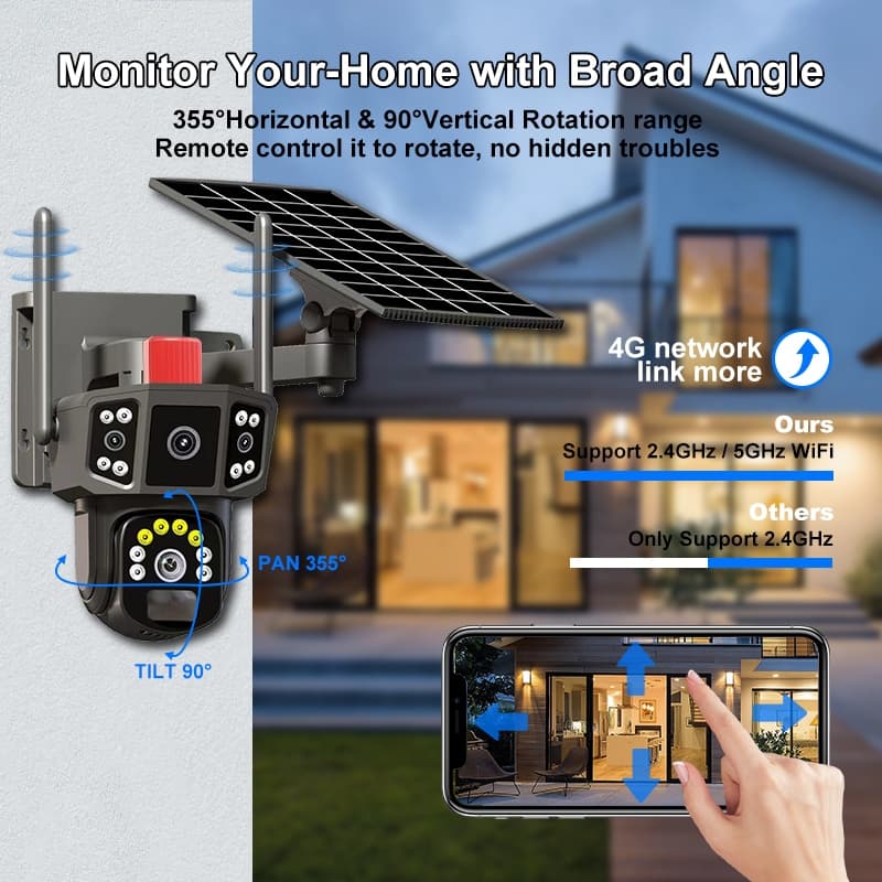 4G-WIFI Camera 12MP 6K 18LED Solar Cell กล้องวงจรปิดใส่ซิม-ไวไฟ โซลาร์เซลล์ 12ล้านพิกเซล กล้อง2เลนส์3จอ รูปที่ 8