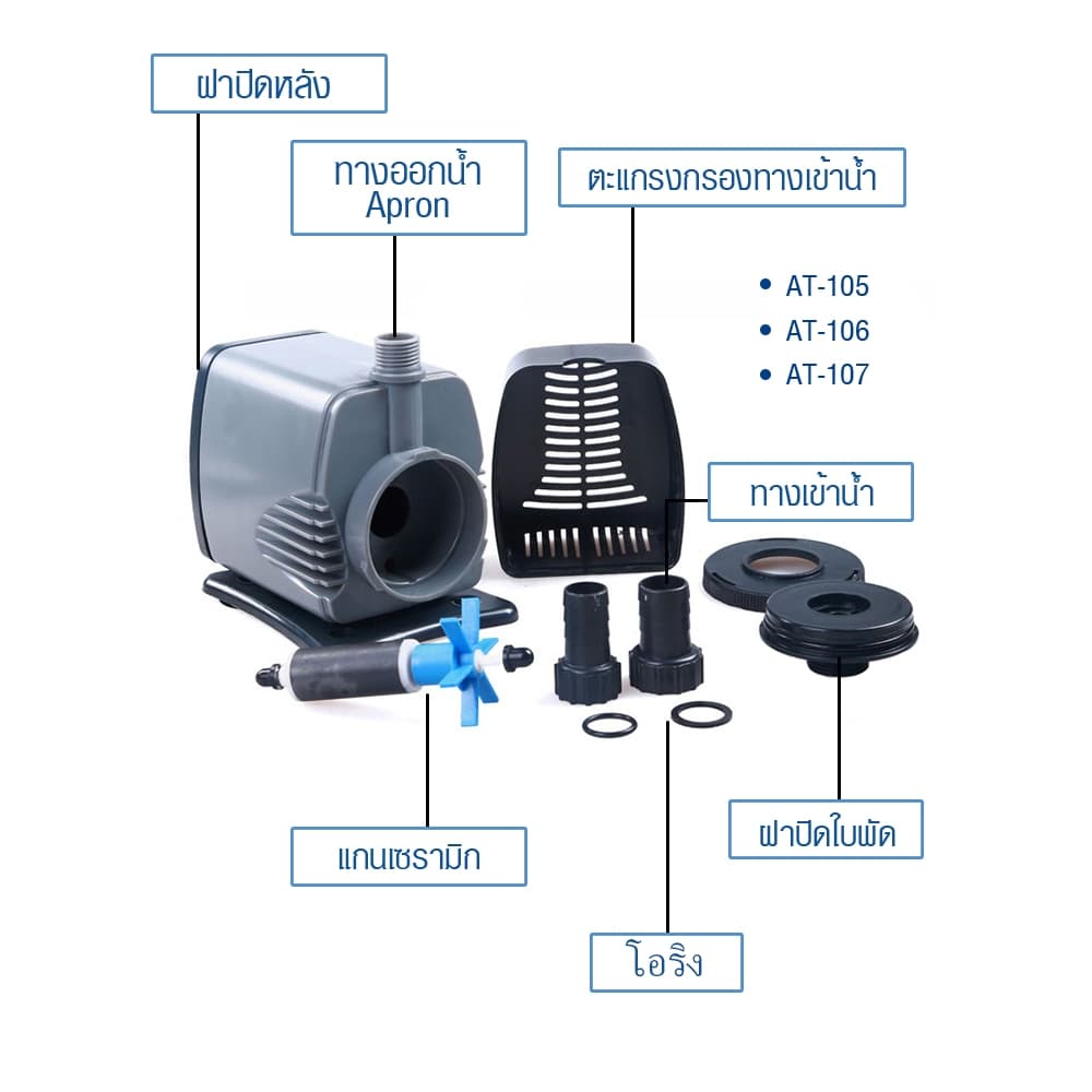 ปั๊มน้ำ ATMAN AT 102S / 103S / 104S / 105S / 106S / 107S ปั้มน้ำตู้ปลา ปั๊มดูดน้ำ ปั๊มใส่ตู้กรอง รูปที่ 3