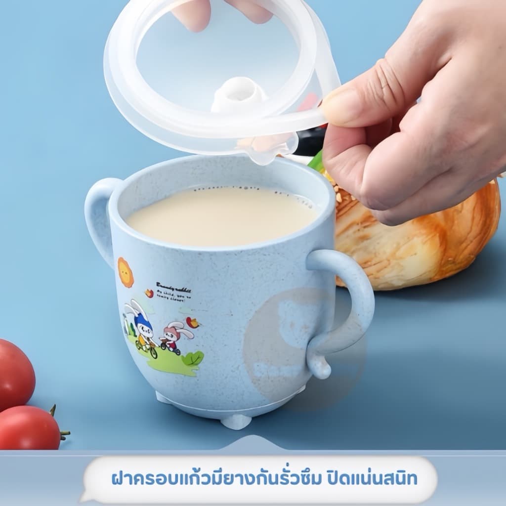 แก้วหัดดื่มเด็ก ถ้วยหัดดื่ม มีฝาซิลิโคนให้ มีกันกระแทก แก้วน้ำเด็ก รูปที่ 3