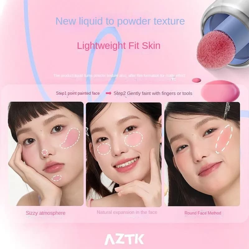 AZTK Blush Highlight Repair Three-in-One Shrink Expansion Color Nude Feel Natural Liquid Blush M1C6 รูปที่ 5