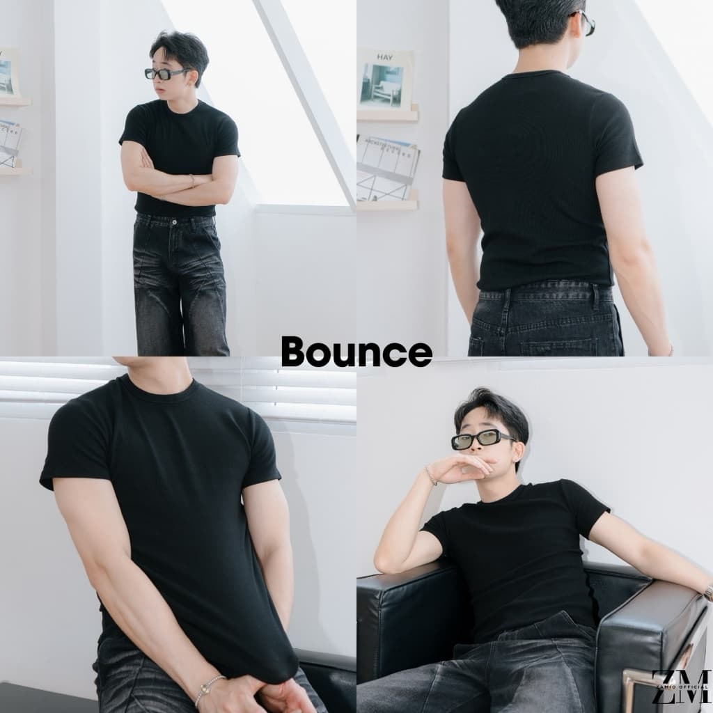 ZAMIO BOUNCE T-shirt เสื้อยืดทรงรัดรูปผ้ายืดใส่สบายตัวสั้น เสื้อไม่ยาวนะครับ รูปที่ 3