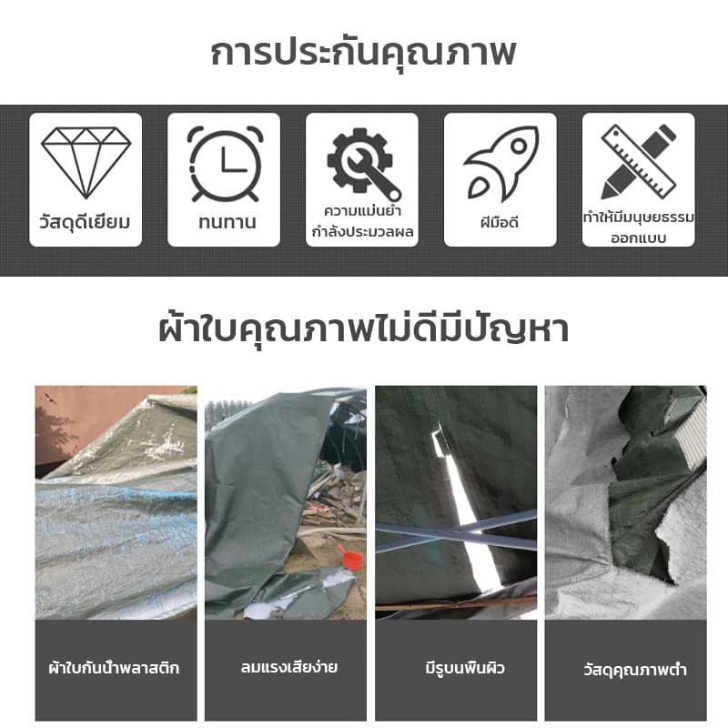 ผ้าใบกันแดดกันฝน 2x2เมตร 4x5เมตร 8x10เมตร มีตาไก่ ผ้าใบพลาสติกเอนกประสงค์ กันน้ำสองด้าน กันแดด รูปที่ 7