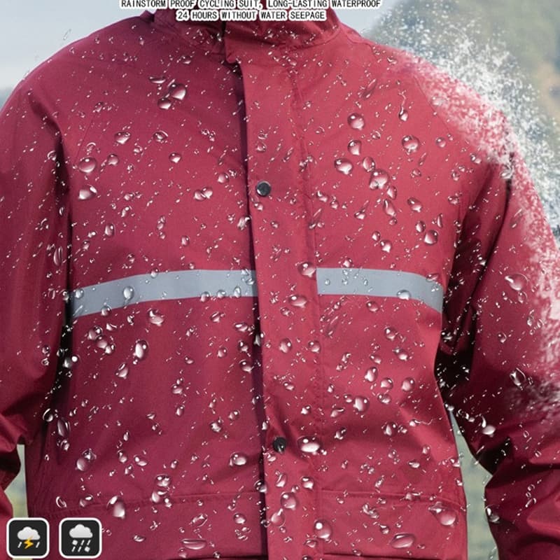 ชุดกันฝน เสื้อกันฝนมอเตอร์ไซค์ เสื้อกันฝนได้ครบเซ็ต เสื้อ+กางเกง Waterproof Rain Suit เสื้อกันฝนแบบพกพาผู้ใหญ รูปที่ 4