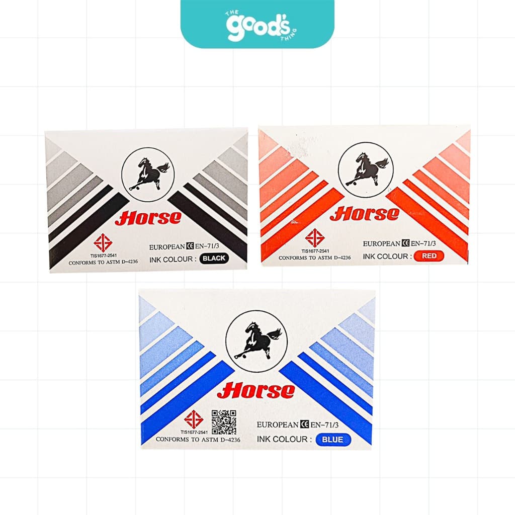 แท่นประทับตรา ตราม้า NO.2 แท่นแสตมป์ตรายาง Horse หมึกสีแดง ดำ น้ำเงิน รูปที่ 3