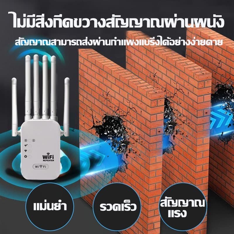 สัญญาณอ่อนที่ไหน ก็เสียบปลั๊กตรงนั้น Wifi Repeater 6เสาอากาศขยาย ขจัดจุดบอดของเครือข่าย 1200Mbps ตัวขยายสัญญาณ รูปที่ 8