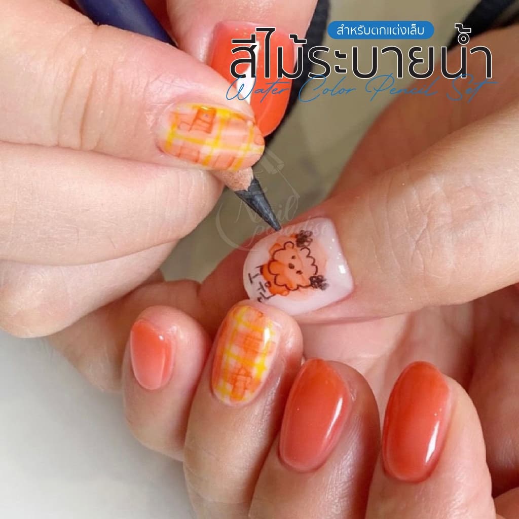 สีไม้ระบายน้ำ เพ้นท์เล็บ 12สี Doodle nail สีไม้เพ้นท์ สีเทียน หรือสีชอล์ก มาวาดลายแทนสีเจล Nail Art รูปที่ 3