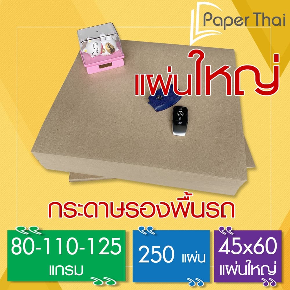 กระดาษรองพื้นรถยนต์ 250 แผ่น 80-110-125 แกรม 45*60 ซม. PaperThai กระดาษน้ำตาลปูพื้นรถยนต์ รูปที่ 1