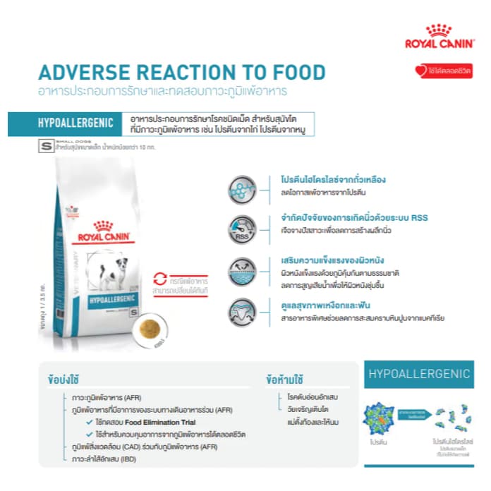 Royal Canin Vet Dog พันธุ์เล็ก ภูมิแพ้อาหาร Hypoallergenic รูปที่ 4