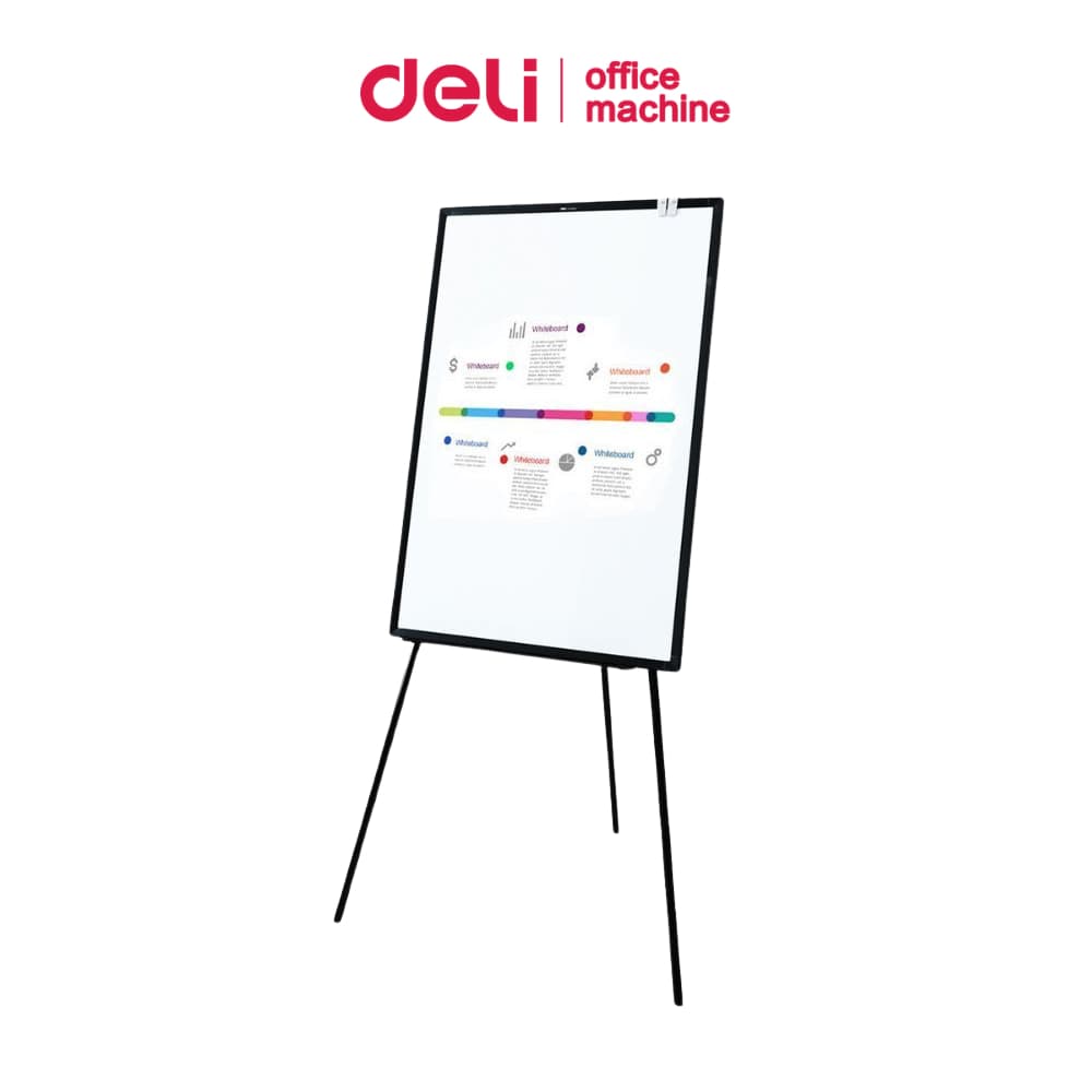 Deli กระดานฟลิปชาร์ท ขาตั้ง/ขาพับ เขียนได้ 2 ด้าน ติดแม่เหล็ก มีที่วางปากกา Whiteboard รูปที่ 1