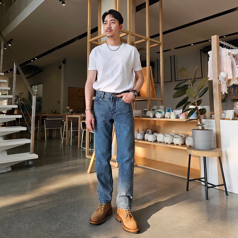 Golden Zebra Jeans กางเกงยีนส์ชายขากระบอกเล็กผ้าไม่ยืดไซส์เล็กไซส์ใหญ่ #535SNOW รูปที่ 2