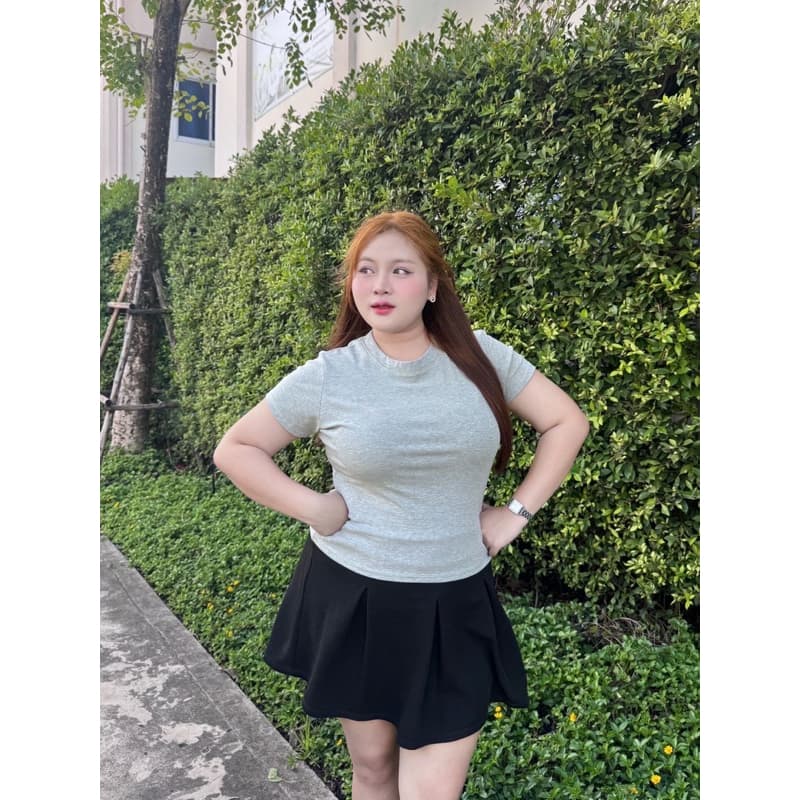 ย 58เสื้อครอปยืดสาวอวบแบบไม่สั้น ทรงสวย ผ้าคอตตอนยูนิเนื้อนุ่มยืดเยอะ รูปที่ 8