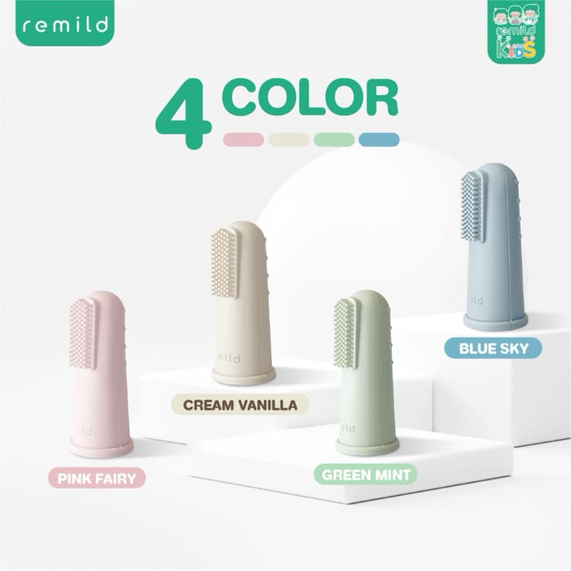 Remild silicone finger toothbrush แปรงสวมนิ้ว ฟรีกล่องเก็บ นุ่มที่สุด นวดเหงือก Foodgrade silicone สำหรับทารก 0+ รูปที่ 5