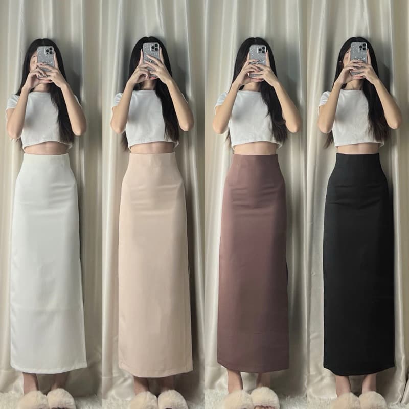 กระโปรงยาวทรงตรงมีแหวกด้านข้างใส่แล้วทรงเข้ารูปหุ่นสวยสุดๆ รูปที่ 1