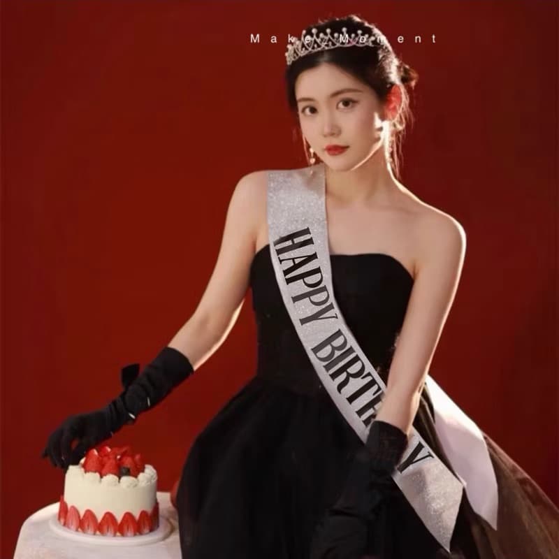 มงกุฎสะพายวันเกิด สายสะพายผ้าซาตินอย่างดี มีกริตเตอร์สวยหรู มีหลายแบบคลิ๊กเลย รูปที่ 7