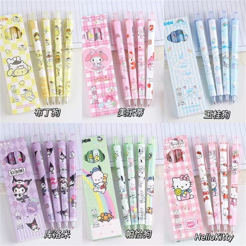 4 ชิ้น กล่องบรรจุปากกาเจล Kawaii การ์ตูน ปากกาแห้งเร็วโรงเรียนเครื่องเขียนอุปกรณ์ 4MM รูปที่ 6