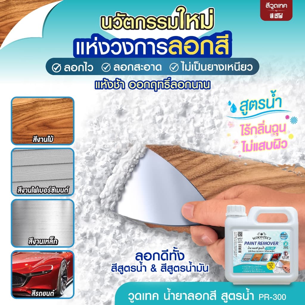 วูดเทค น้ำยาลอกสี สูตรน้ำ PR-300 Woodtect Paint Remover Waterbased รูปที่ 1