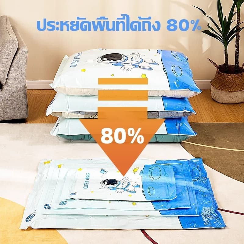 ถุงสูญญากาศ Vacuum Bag Big SetStorage Vacuum Bag ถุงสูญญากาศ ถุงจัดเก็บ ถุงใส่เสื้อผ้า ลายใบไม้ ราคาต่อชุด/สุดคุ้ม รูปที่ 4