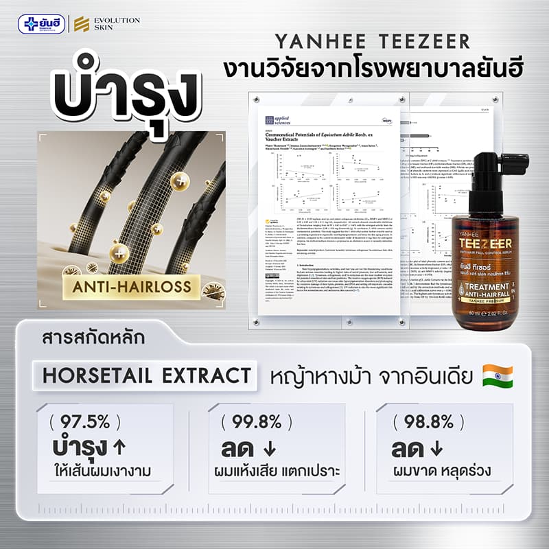 YANHEE TEEZEER SERUM ยันฮี ทีเซอร์ เซรั่ม บำรุง ผมแข็งแรง เพิ่มการงอกใหม่ หัวล้าน ผมบาง ผมหงอก ร่วง รูปที่ 7