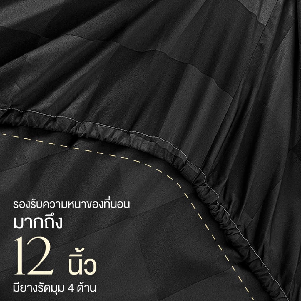 ibed ชุดผ้าปูที่นอนทอลายครบเซ็ท Softex Satin Moonless - CHECKERD COLLECTION รูปที่ 5