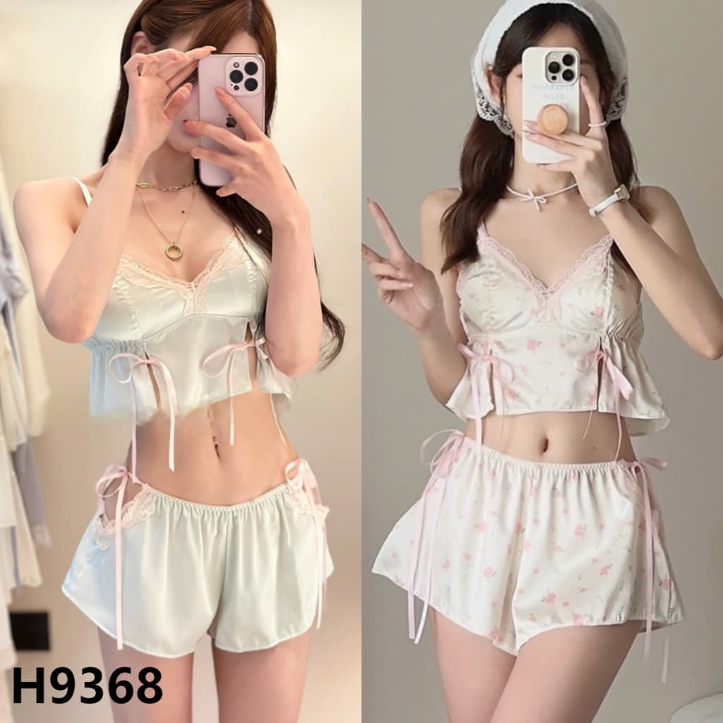 Sexy Girlซีรีส์ชุดนอนเซ็กซี่ลูกไม้ ชุดนอนสตรีเซท 2 ชิ้นหลากหลายสไตล์ ลูกไม้ วัสดุเรียบ. รูปที่ 9