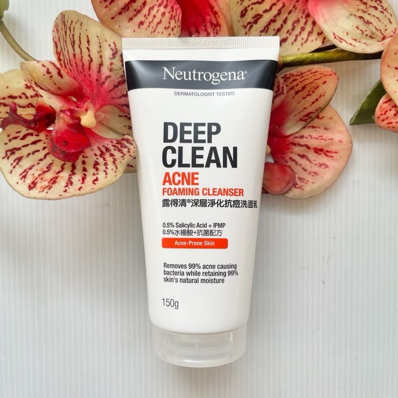40, 100, 150 g. วันผลิต 03/25 Neutrogena Deep Clean Acne Foaming Cleanser นูโทรจีน่า สีส้ม ดีพ คลีน แอคเน่ โฟมล้างหน้า รูปที่ 1