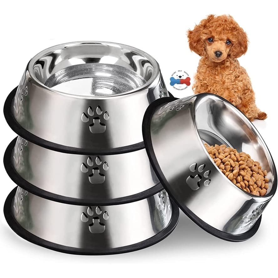 PET LIFE ชามอาหารสแตนเลส ชามอาหารสัตว์เลี้ยง ถ้วยอาหารหมา ชามอาหารแมว ฐานที่มั่นคงพร้อมออกแบบกันลื่น รูปที่ 2
