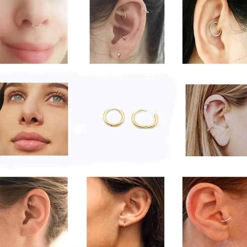ต่างหูแบบห่วง สแตนเลสแท้ ไม่คัน เหมาะสำหรับช้เป็นBody Piercing Stainless Steel Hoop Earrings Surgical Hypoallergenic 1pc รูปที่ 3
