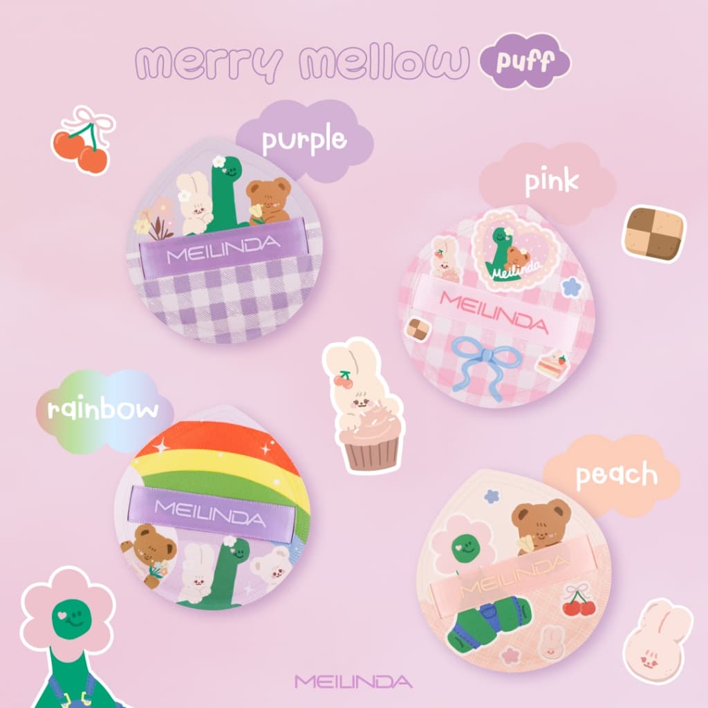 ถูก/แท้/มีไลฟ์ พัฟ MEILINDA Merry Mellow Puff พัฟแต่งหน้า พัฟเมลินดา เกลี่ยรองพื้น รูปทรงหยดน้ำ นุ่มเด้ง ลายการ์ตูน รูปที่ 6