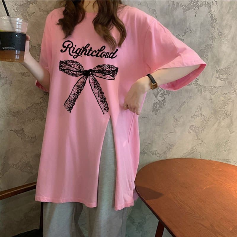 เสื้อยืดสวยๆผู้หญิงแฟชั่นฤดูร้อน oversize เสื้อผ้าสาวอวบไซส์ใหญ่ แขนสั้นทรงหลวม เสื้อโอเวอร์ไซส์สไตล์เกาหลี น่ารักๆ รูปที่ 3