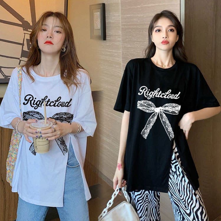 เสื้อยืดสวยๆผู้หญิงแฟชั่นฤดูร้อน oversize เสื้อผ้าสาวอวบไซส์ใหญ่ แขนสั้นทรงหลวม เสื้อโอเวอร์ไซส์สไตล์เกาหลี น่ารักๆ รูปที่ 1