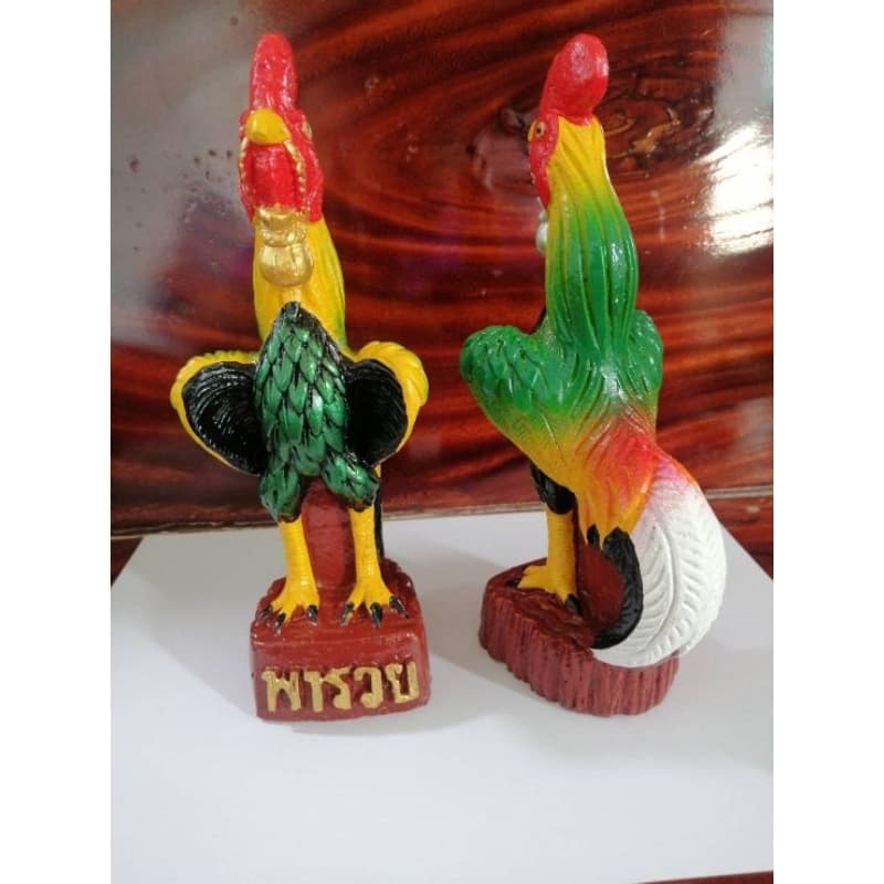 ไก่แก้บนไหว้ไอ้ไข่วางศาลบูชา22ซม.1คู่สีสวย รูปที่ 1