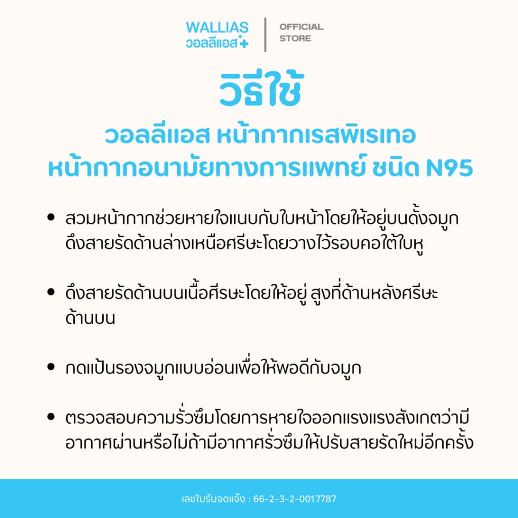 WALLIAS N95 แบบ10ชิ้น/20ชิ้น Face Mask หน้ากากอนามัยป้องกันฝุ่นPM 2.5 NIOSH รูปที่ 5
