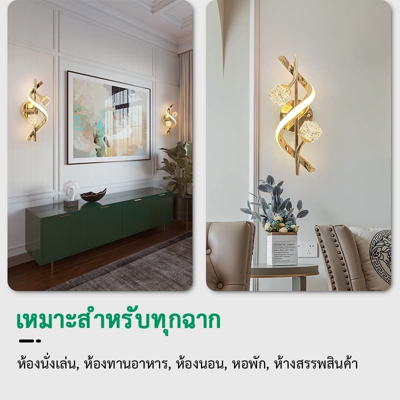 GEJIESE 3สี ไฟติดผนัง คริสตัลไฟติดผนัง ไฟled ไฟหัวเตียง ไฟห้องนอน ไฟกลางคืน แต่งห้องนอน แบบมินิมอล ของแต่งบ้าน โคมไฟคริส รูปที่ 6