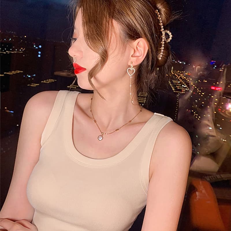 เสื้อกั๊กสีทึบสำหรับผู้หญิง เสื้อทรงคอร์เซ็ท มีบราในตัว ใส่สบาย สาวอวบใส่ได้ รูปที่ 9