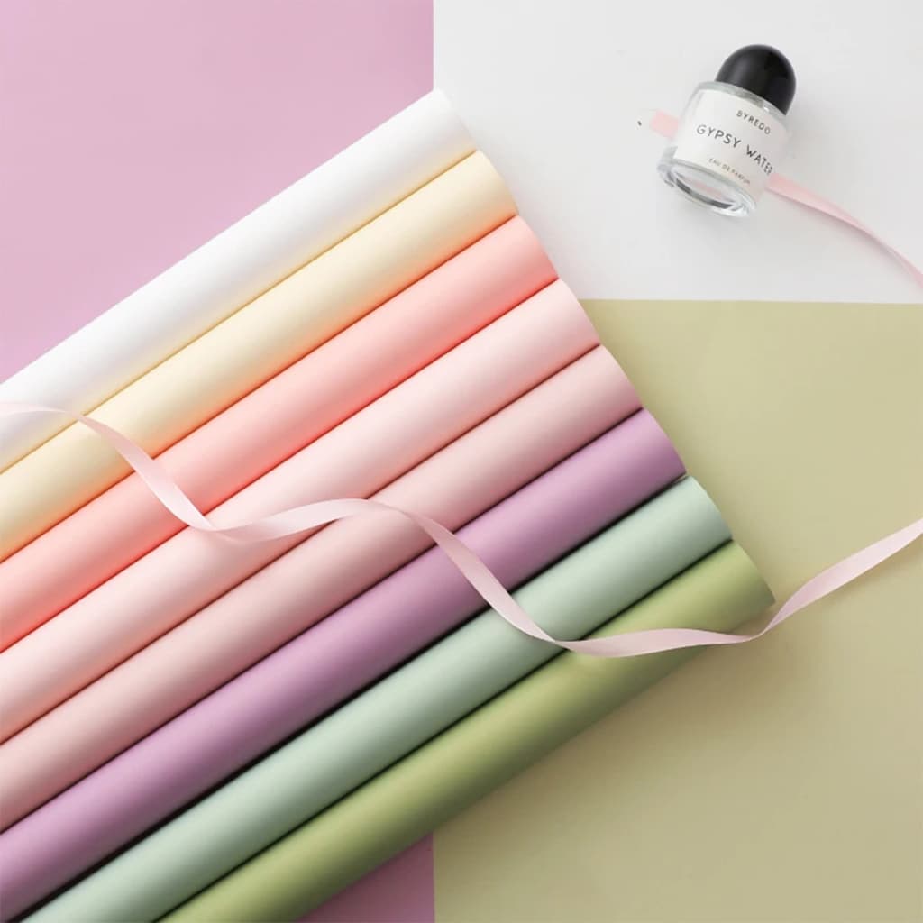 20 แผ่น / กระดาษโอยะสองสีห่อช่อดอกไม้ กันน้ำได้ สองสีในแผ่นเดียว!!ขนาด58*58ซม DIYงานครบรอบ สไตล์เกาหลี รูปที่ 4