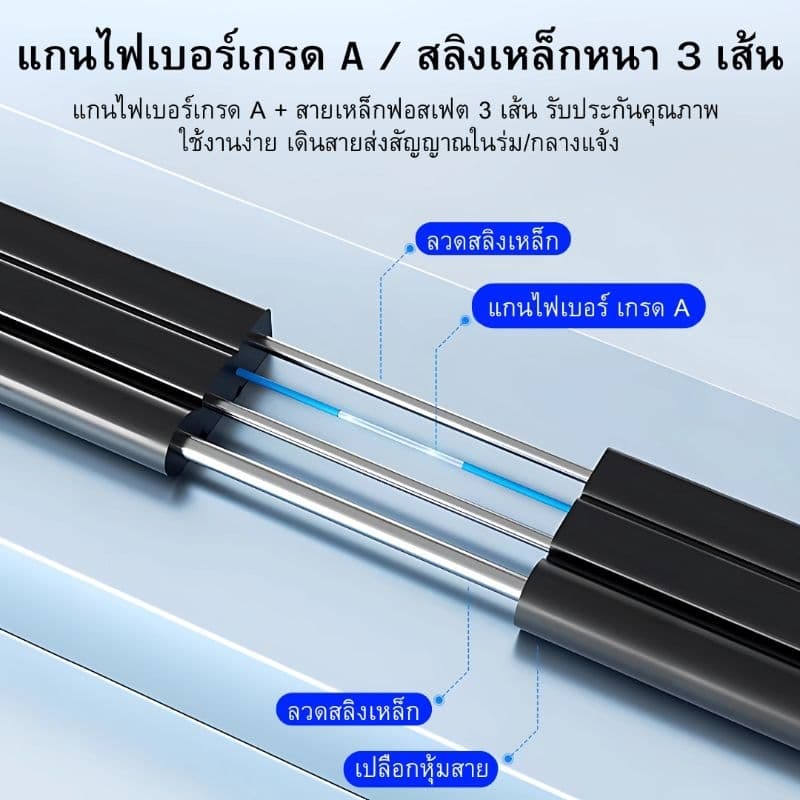 สายไฟเบอร์ออปติกสำเร็จรูป 50m~500m ภายนอก Drop Cable 1core แกนเหล็ก3เส้น SC/SC SM LSZH fiber drop wire cable รูปที่ 5
