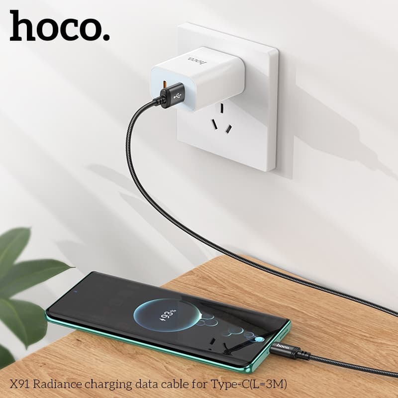 Hoco X91 สายชาร์จ 3 เมตร Type-C 3.0A charging cable for Type-C 3M รูปที่ 2