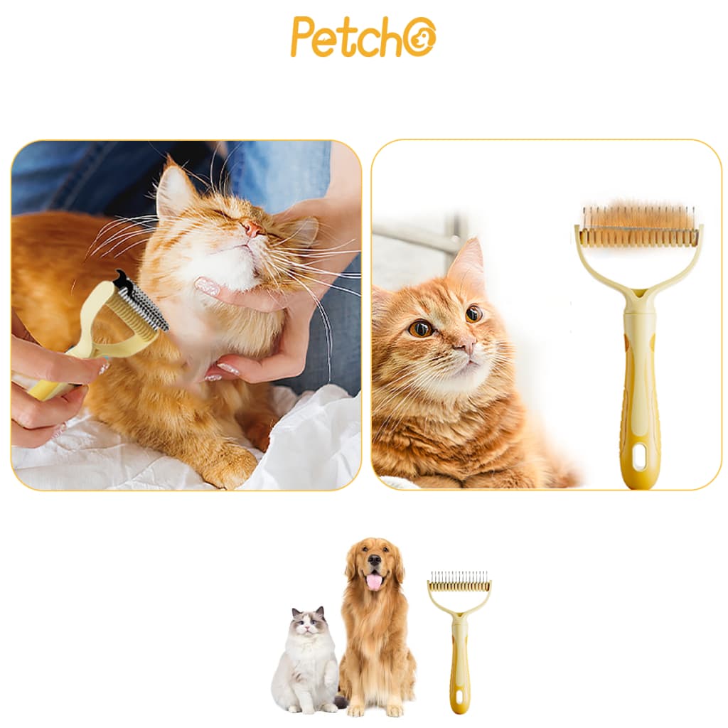 Petcho หวีสัตว์เลี้ยง หวีสุนัข หวีแมว แปรงหวีคราดสองด้าน หวีสางขนที่พันกัน ใช้ทั้งสุนัขและแมว รูปที่ 7