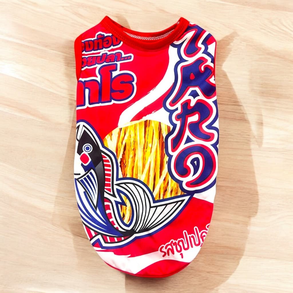 เสื้อแขนกุดน้องหมาแมว ลายถุงขนมน่ารักๆ ผ้าไมโครใส่สบาย รูปที่ 4
