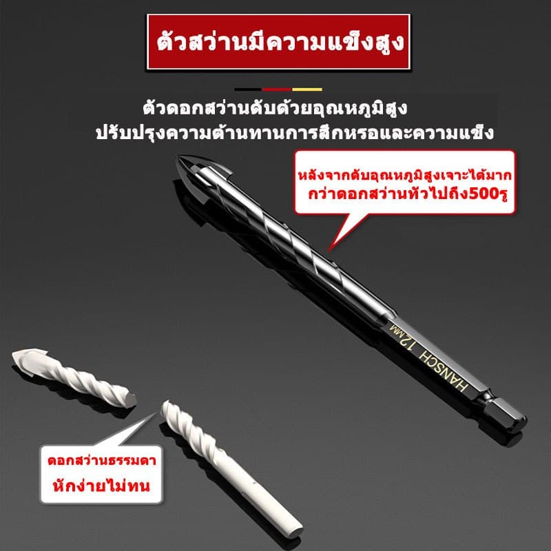 ดอกสว่าน แข็งแรง2เท่า3-16mmดอกสว่านคาไบร์12pcsดอกสว่านเจาะเหล็ก ดอกเจาะปูน เจาะกระเบื้อง ดอกเจาะเหล็ก ดอกเจาะกระจก รูปที่ 7