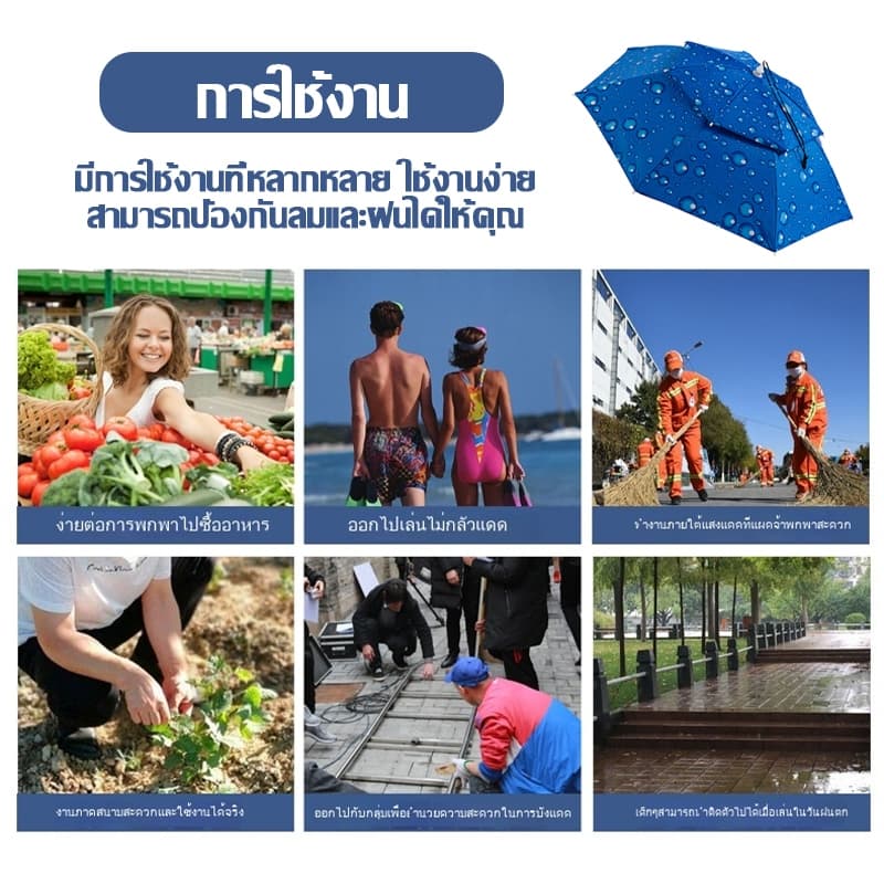 หมวกติดร่ม หมวกร่มกันแดด 90cmป้องกันรังสียูวี หมวกร่มกันฝน ใช้ได้ทั้งผู้ใหญ่และเด็ก ตกปลา ร่มพับ แข็งแรงทนทาน รูปที่ 9