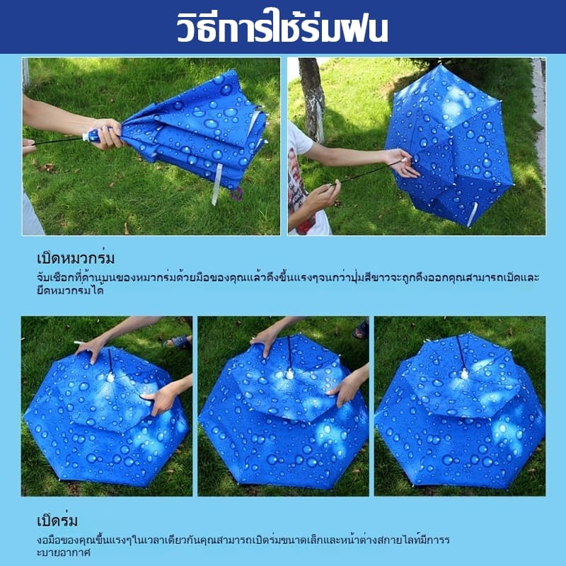 หมวกติดร่ม หมวกร่มกันแดด 90cmป้องกันรังสียูวี หมวกร่มกันฝน ใช้ได้ทั้งผู้ใหญ่และเด็ก ตกปลา ร่มพับ แข็งแรงทนทาน รูปที่ 8