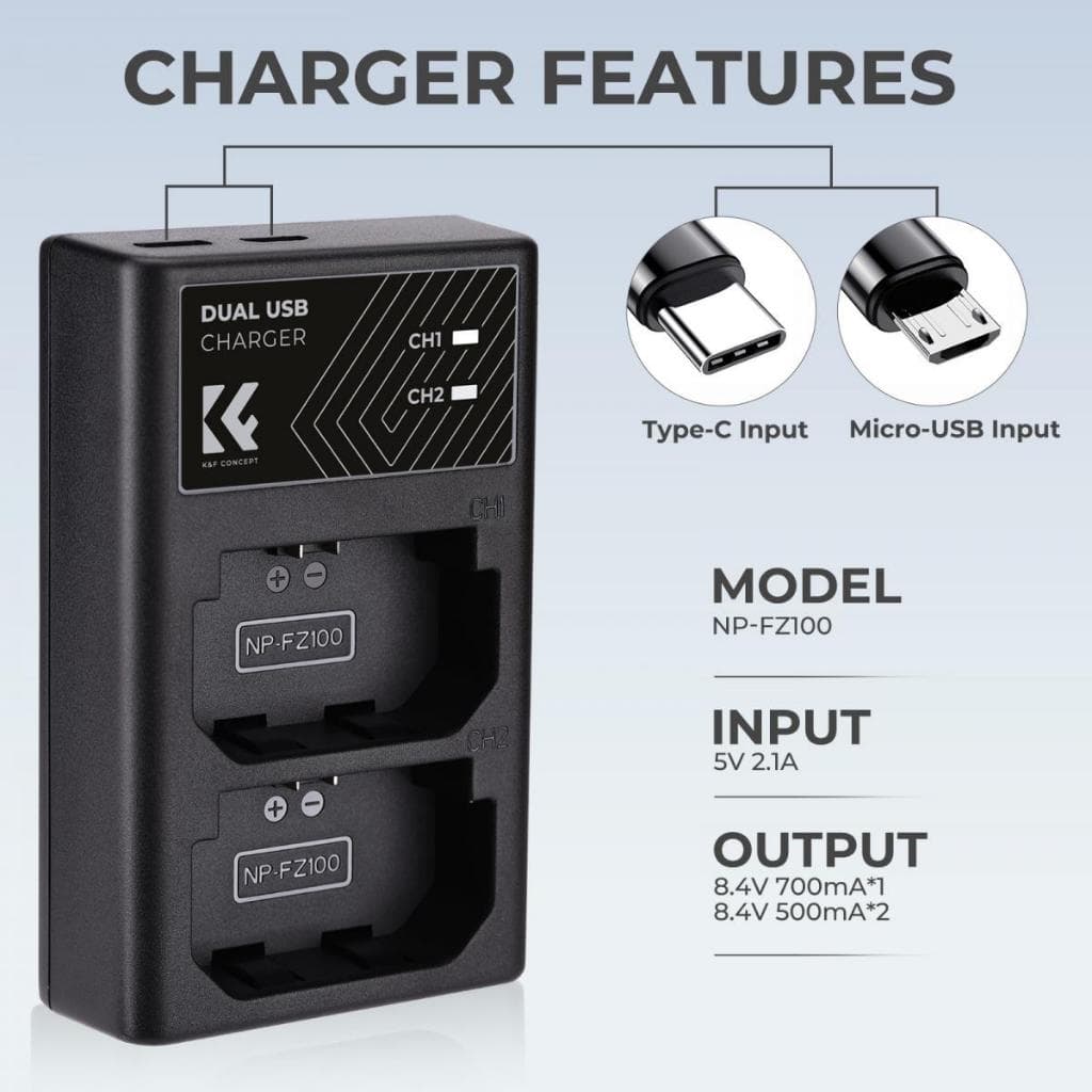 K&F Sony NP-FZ100 Battery Charger แบตเตอรี่ ที่ชาร์จ FZ100 รูปที่ 5
