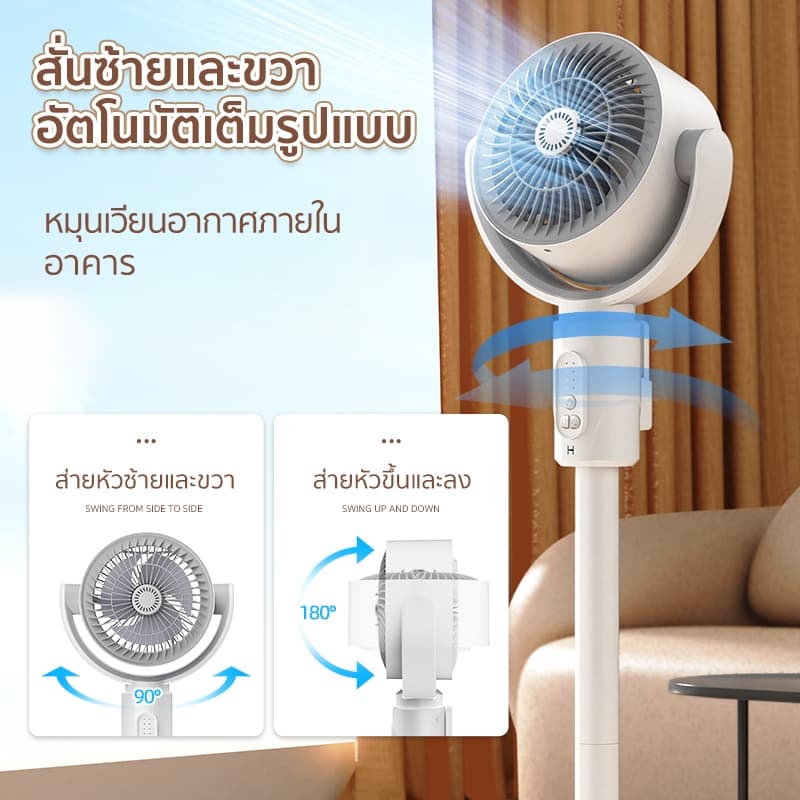 พัดลมตั้งพื้น 3 in 1 พัดลมปรับระดับได้ พัดลมตั้งโต๊ะ-ตั้งพื้น-ตั้งพื้นสูง ลมแรง เงียบ ประหยัดไฟ ใช้งานอเนกประสงค์ รูปที่ 2